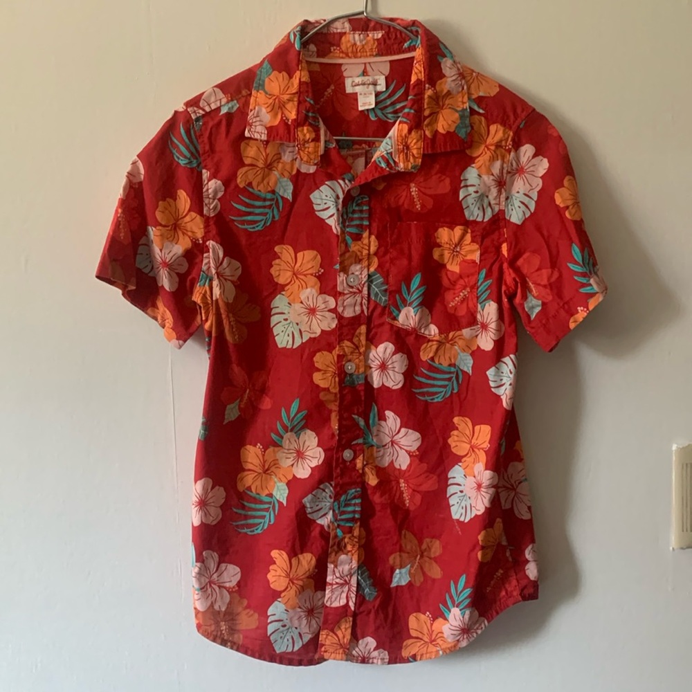 Cat & Jack Floral button down Half Sleeve Shirt.